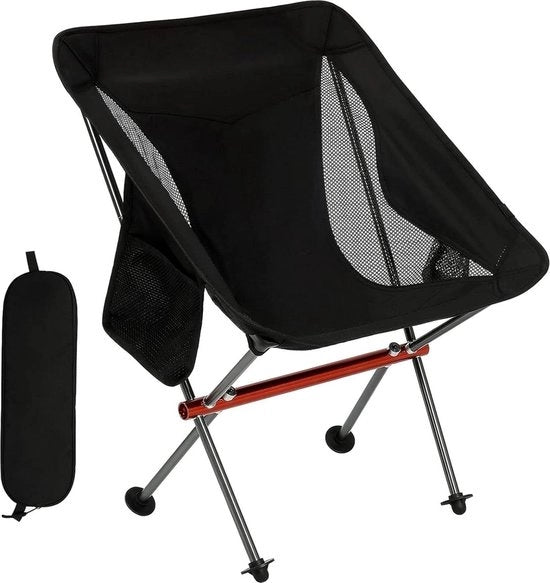Sedile da campeggio ultralight con alta schiena e tasca per escursioni festival viaggiare in spiaggia pescare backpacking - nero stile 1