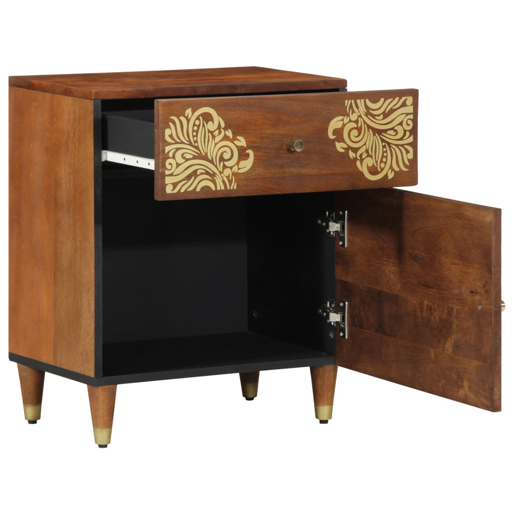 Comodino Marrone miele Legno massello 50 x 33 x 60 cm Durevole