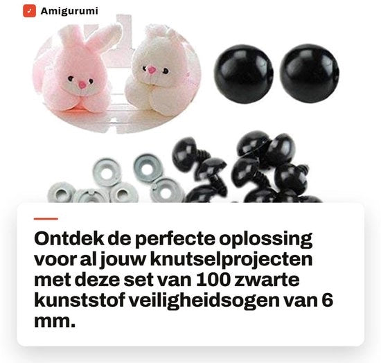 Occhi di sicurezza in plastica da 6 mm - 100 pezzi - Viscere per bambole - Occhi di sicurezza per bambole - Viscere per cuscini di sicurezza - Materiale di alta qualità
