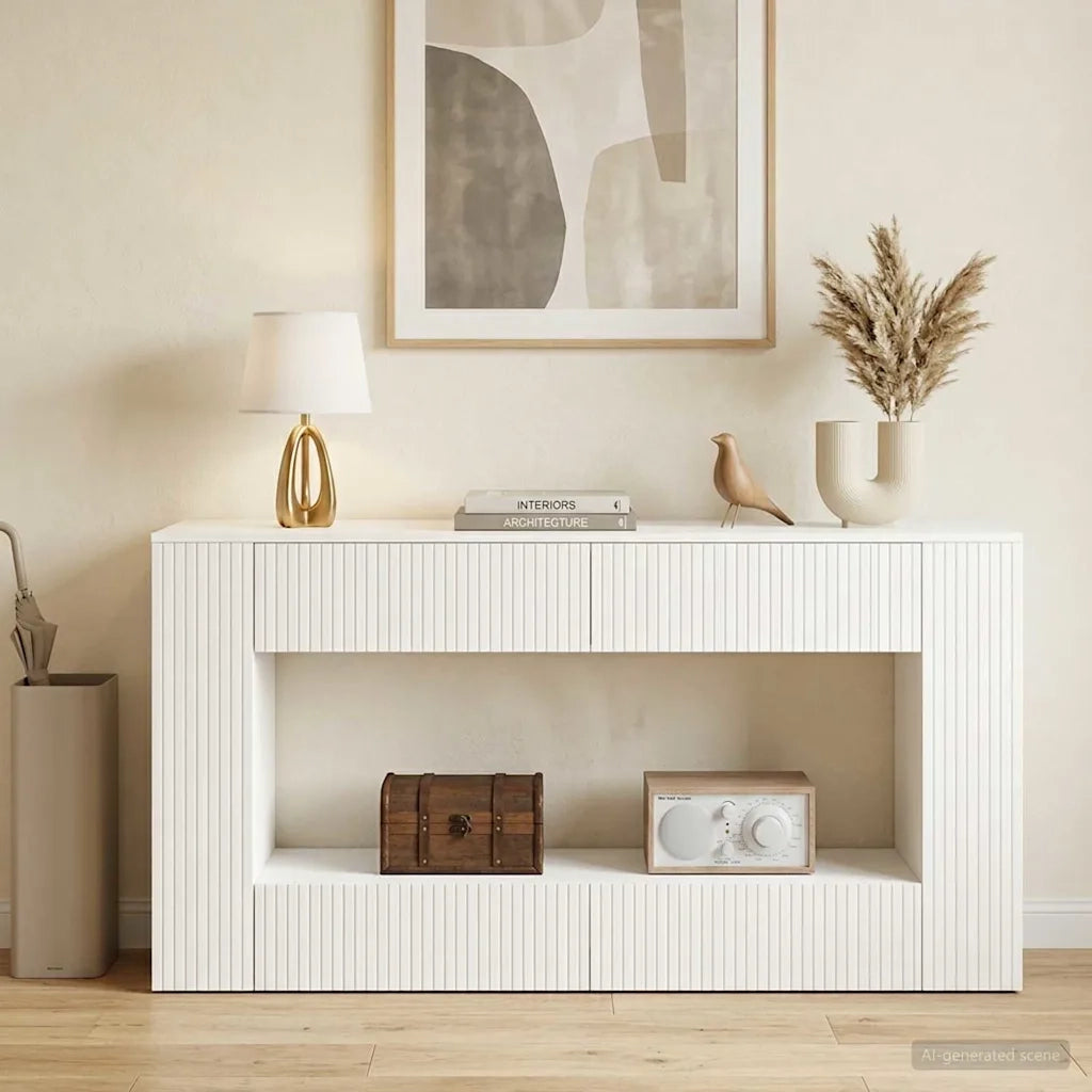 Tavolo consolle Bianco 155 x 29 x 74 cm Legno ingegnerizzato 899886