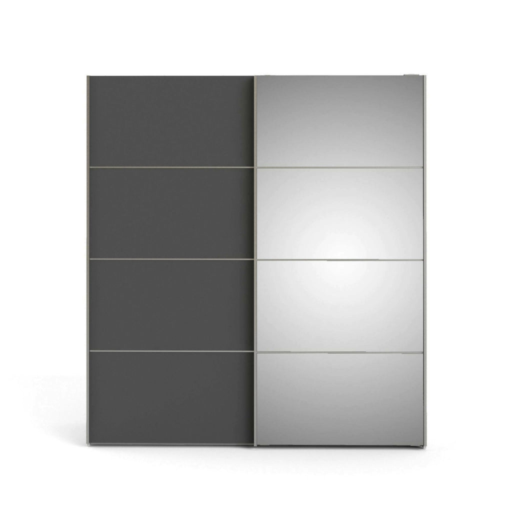 Guardaroba 2 ante Astrée, Mobile camera da letto, Cabina armadio portabiti, Armadio appendiabiti, 182x64 h202 cm, Bianco e Grigio