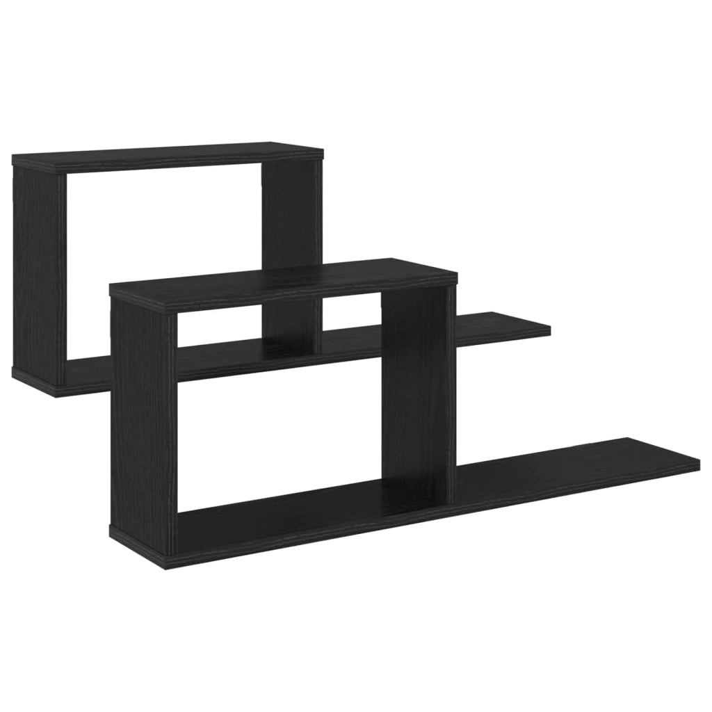 Scaffali flottanti 2 pcs Rovere Nero 80 x 15 x 30 cm 8012319