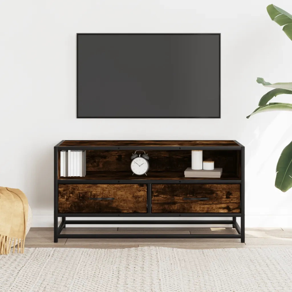 vidaXL Mobile TV Rovere Fumo 80x34,5x40 cm Legno Multistrato e Metallo