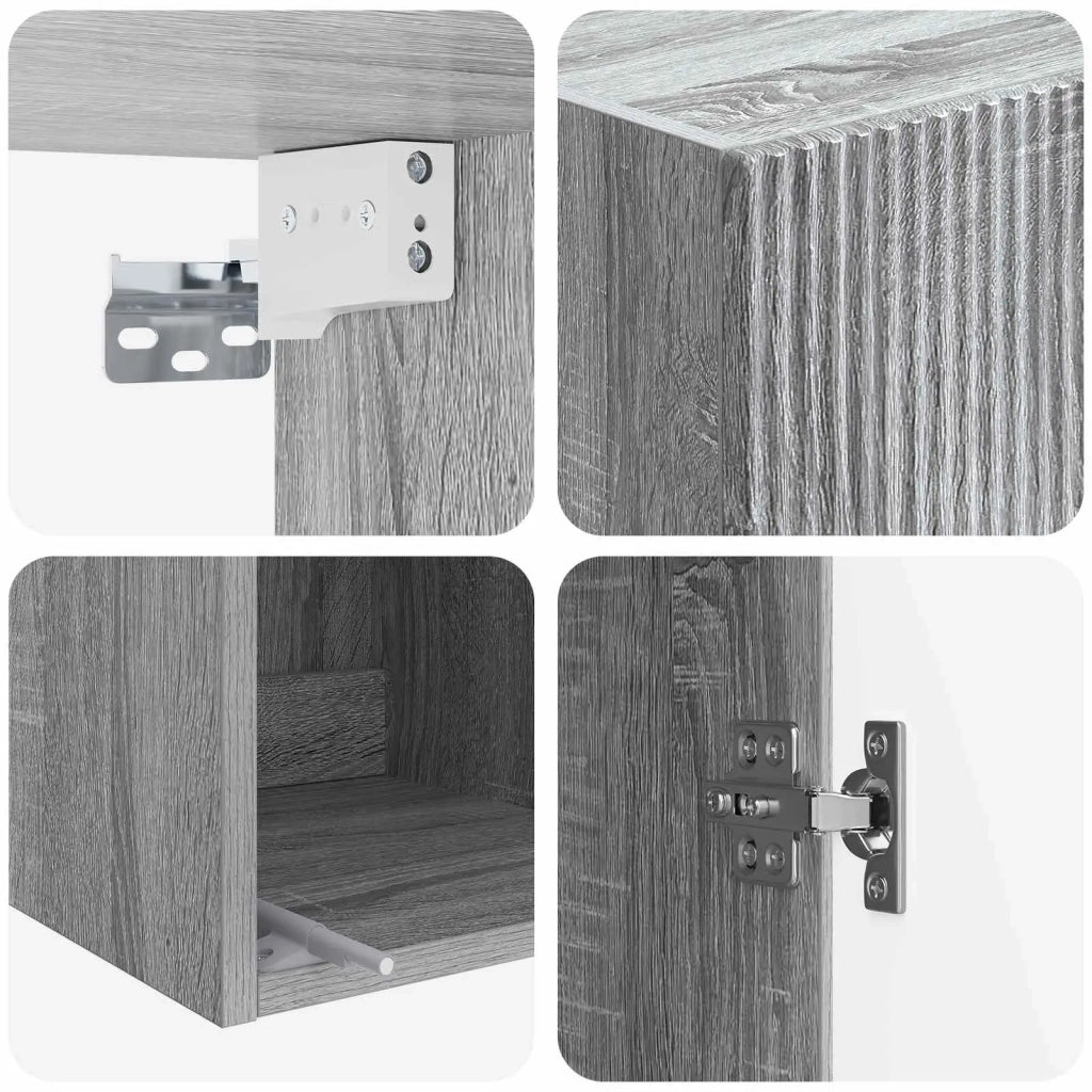 Mobiletto a muro Sonoma grigio 33 x 34,5 x 90 cm