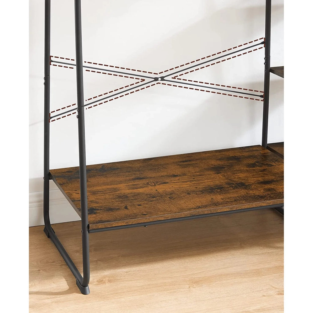 Appendiabiti/scarpiera indipendente 45 x 120 x 160 cm ingresso/guardaroba con 5 ripiani portaoggetti e 6 ganci per camera da letto soggiorno corridoio stile industriale marrone 12_0007093