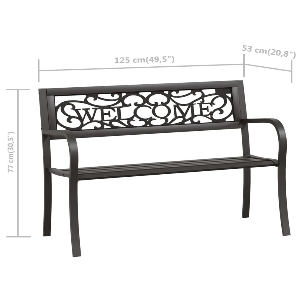 Panca da giardino mobili da esterno per patio terrazza 125 x 53 x 77 cm acciaio nero 02_0011230