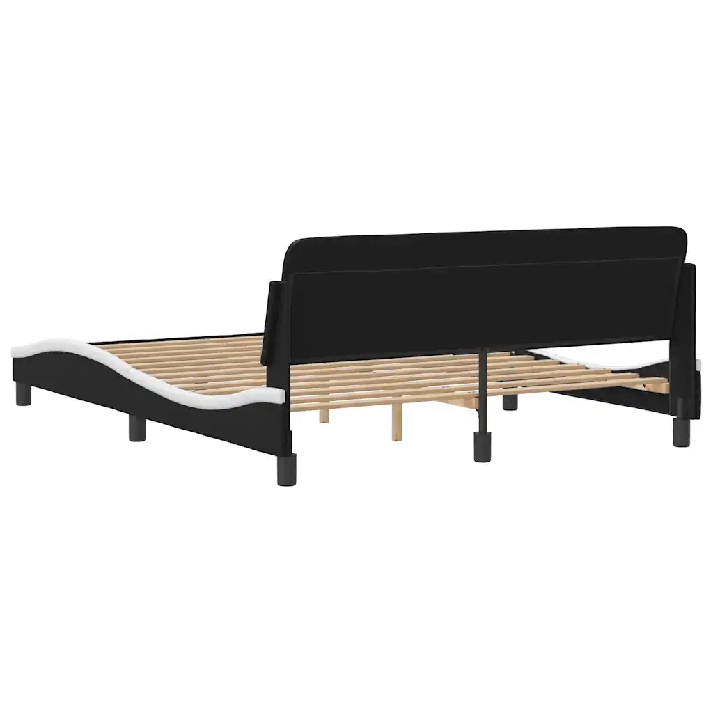 Letto matrimoniale | Letto per adulti | Giroletto Dover Nero e Bianco 160x200 cm in Similpelle