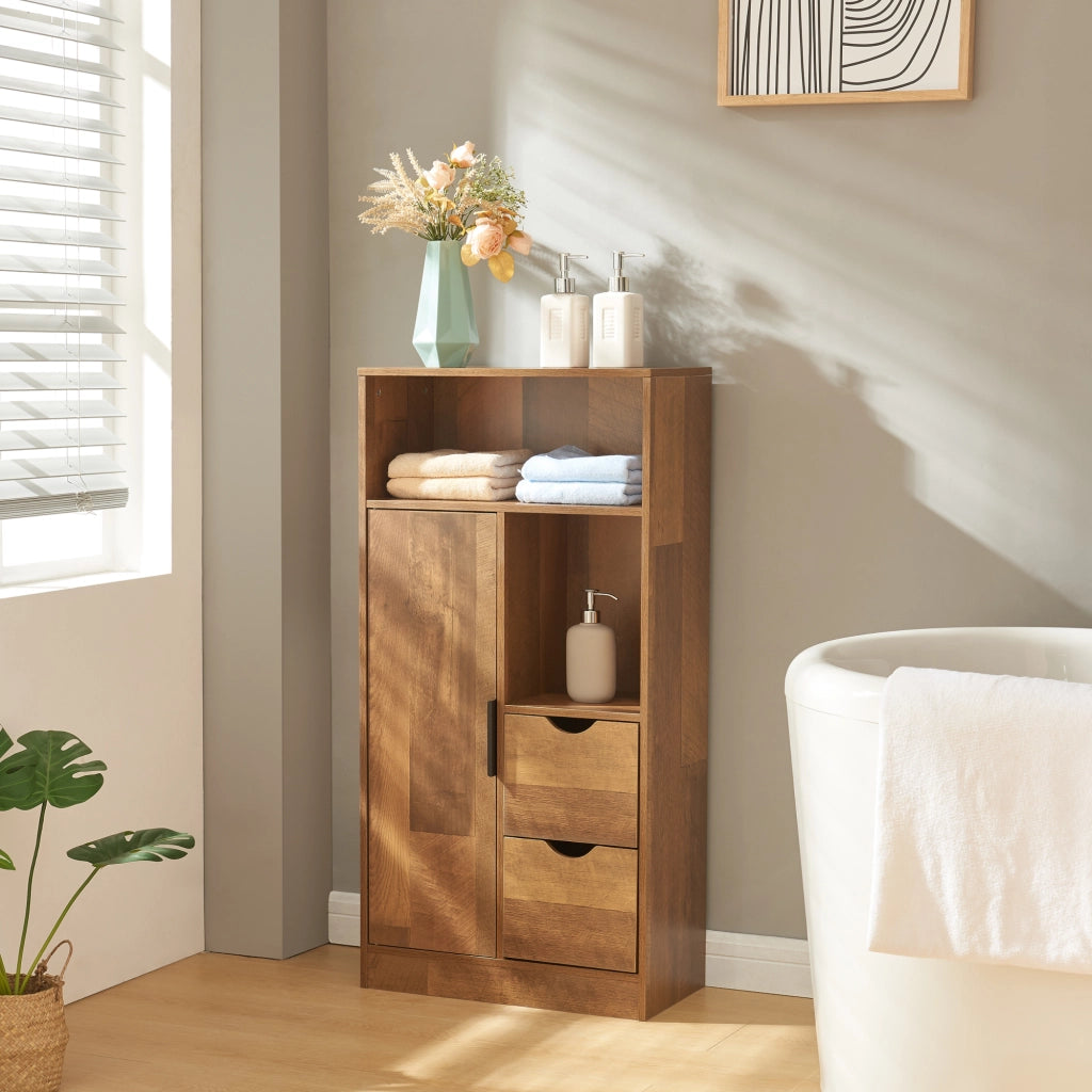 Armadio da Bagno Namsskogan 100x50x25 cm effetto Legno Intarsiato color Noce [en.casa]