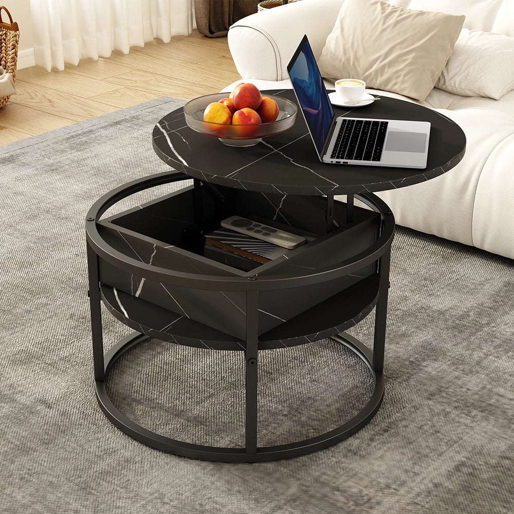 Vicco Tavolino Nero/marmo-bianco 57 x 57 cm