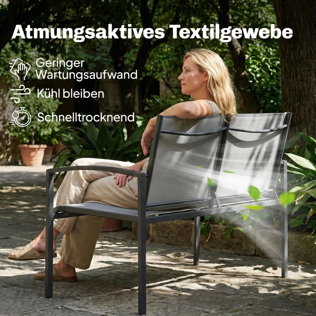 Panchina da giardino 2 posti in metallo ¨C zephmum ¨C Grigio 112x66x80 cm