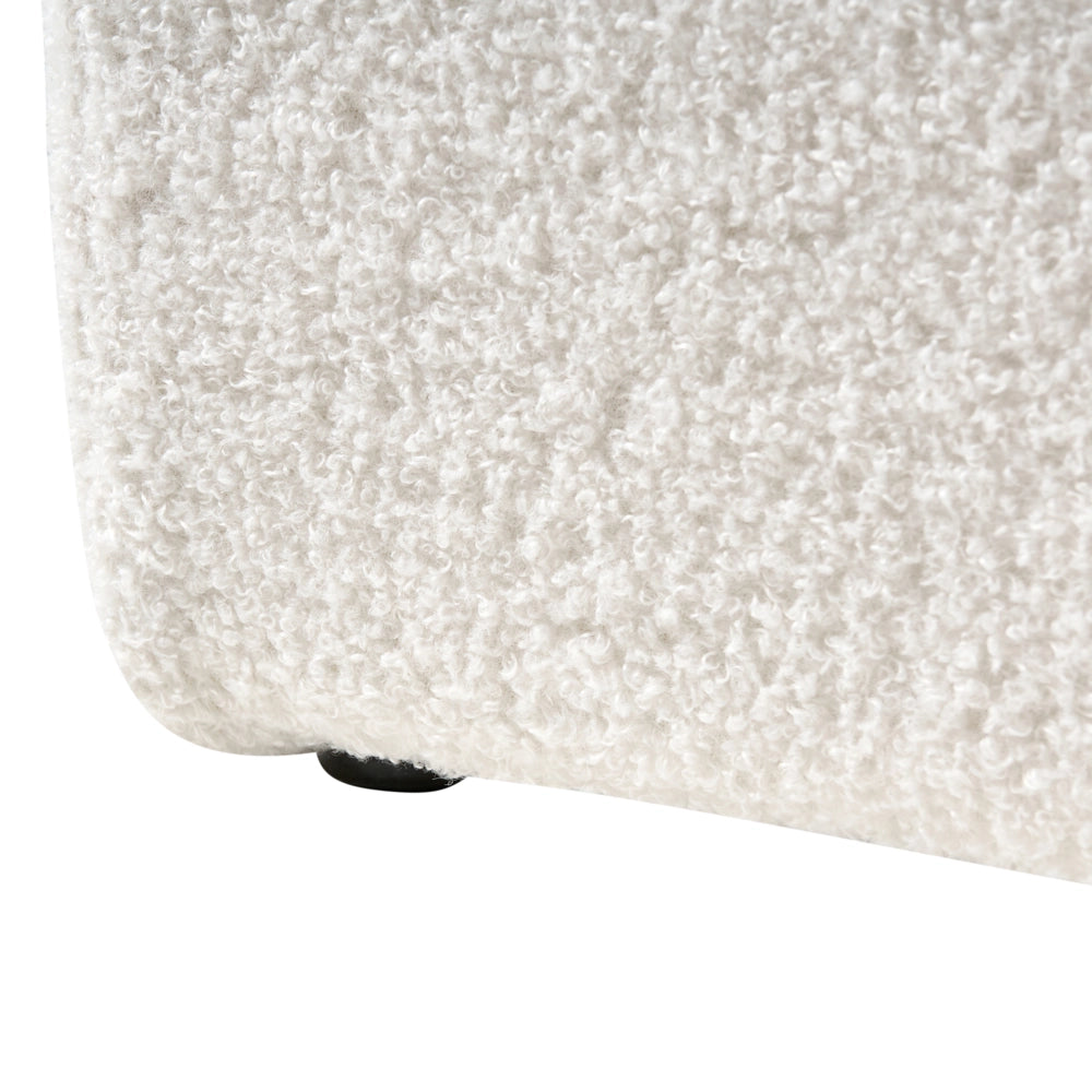 Letto singolo con contenitore in tessuto bouclè bianco sporco 90 x 200 cm portaoggetti stile moderno