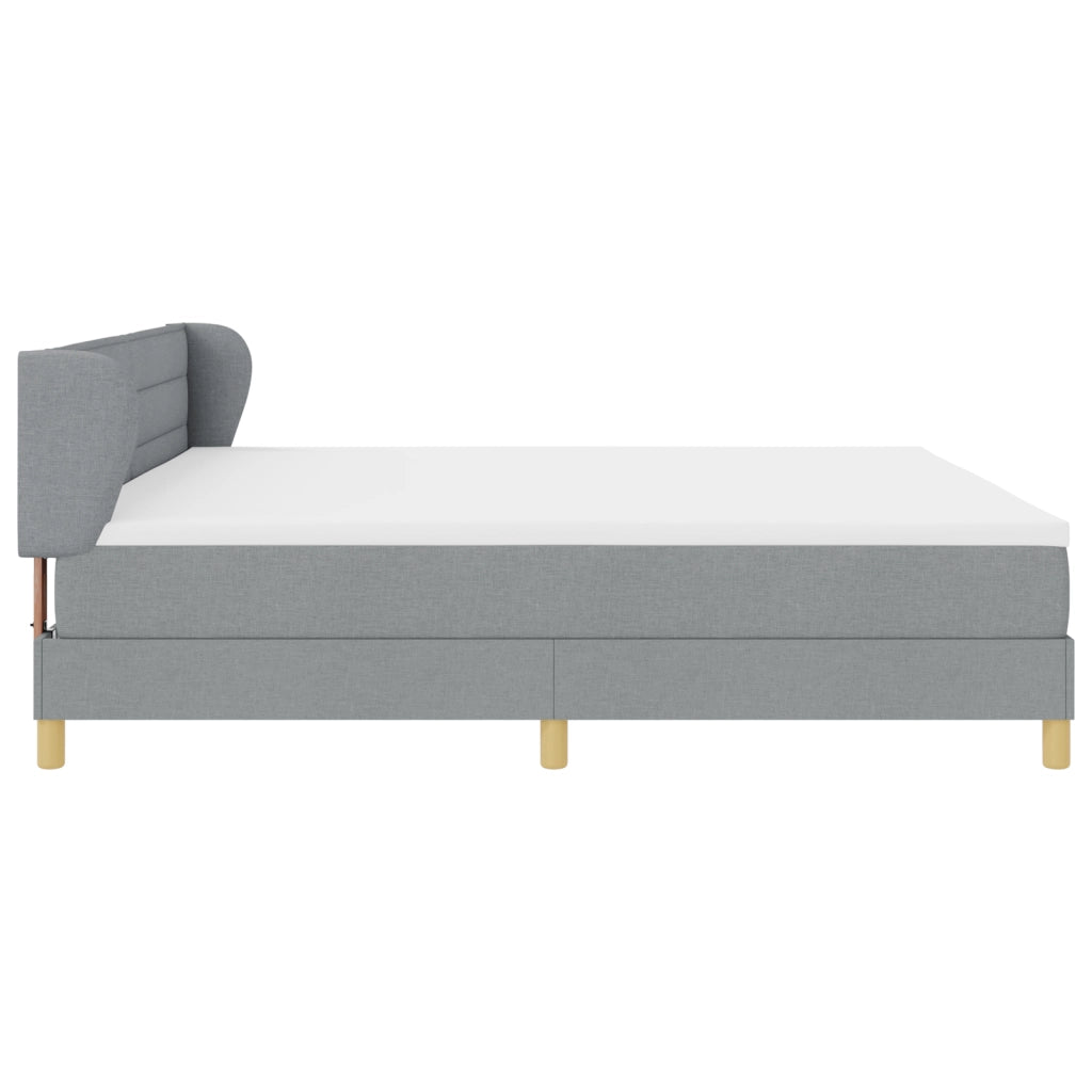 Letto con Box Spring e Materasso - Grigio Chiaro, 200x200 cm, Tessuto