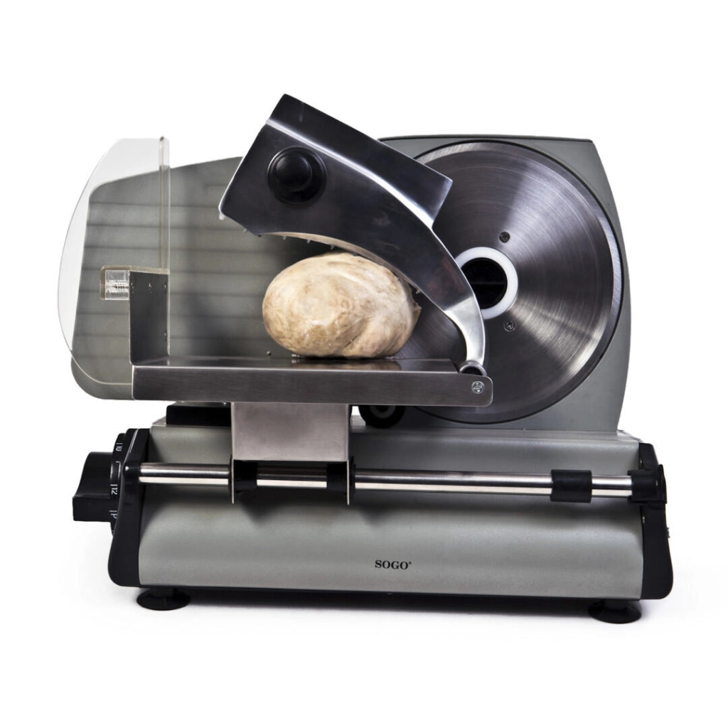 Affettatrice elettrica acciaio inox 190mm, regolazione spessore 0-15mm, 150W pane salumi formaggi cucina - SOGO