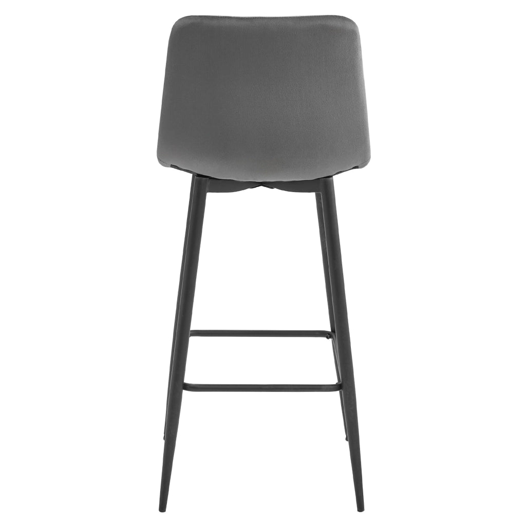 Sgabello Valora POZZA in velluto grigio scuro con gambe nere per cucina x4