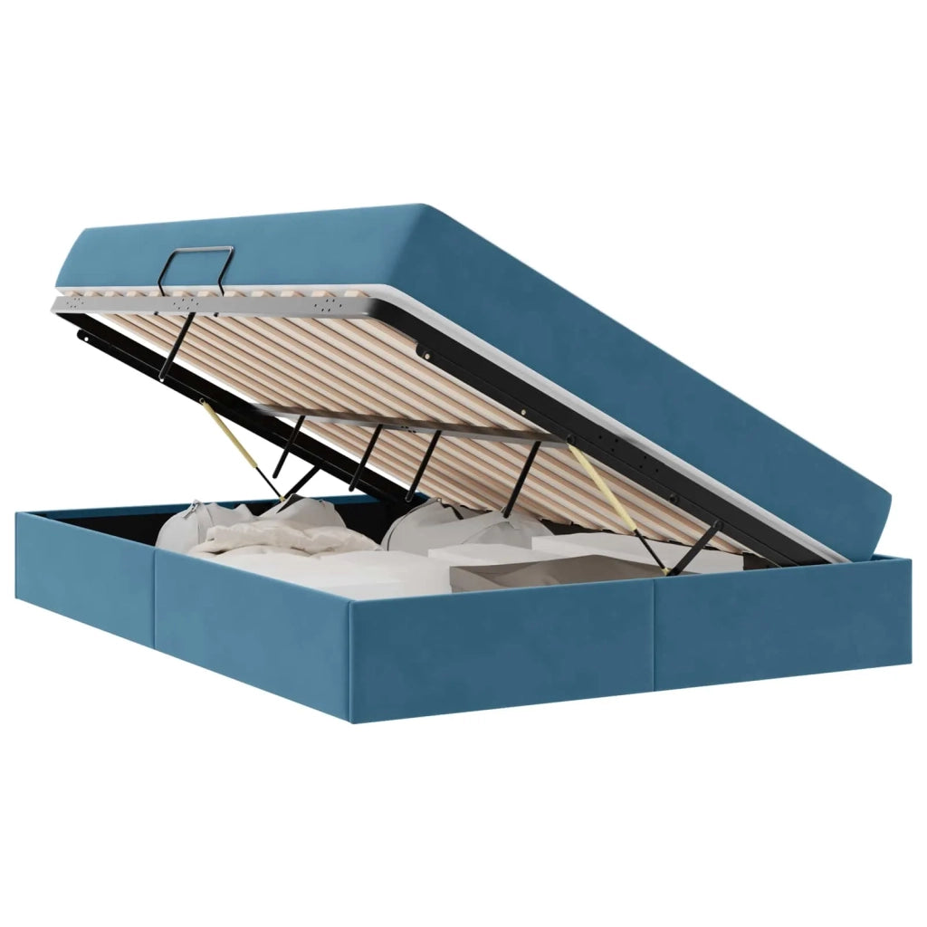 Letto con contenitore e materasso Blu Scuro 140 x 200 cm