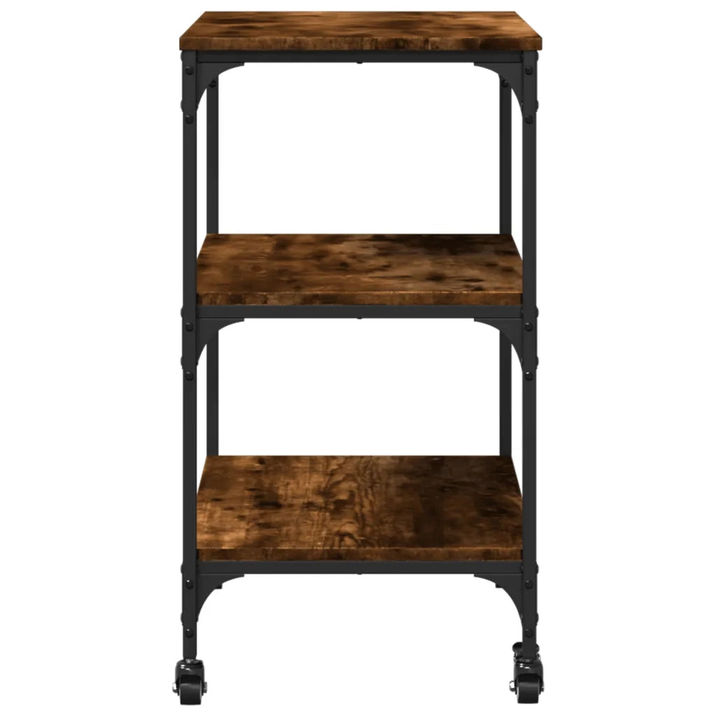 Carrello da Cucina-Scaffale per Cucina Rovere Fumo 60x41x76 cm in Legno Multistrato