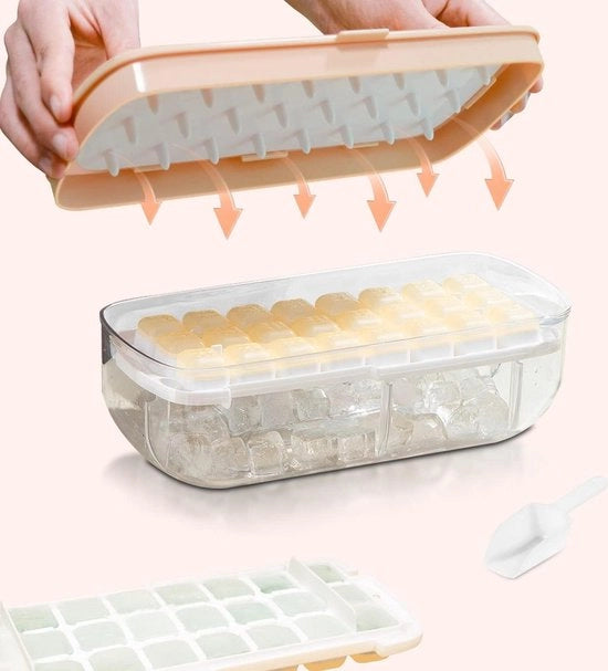Iscrizioni sicure per alimenti in forma di cubetto di ghiaccio in silicone - tutti i cubetti di ghiaccio in un secondo - 48 cubetti di ghiaccio riciclabili - rosa