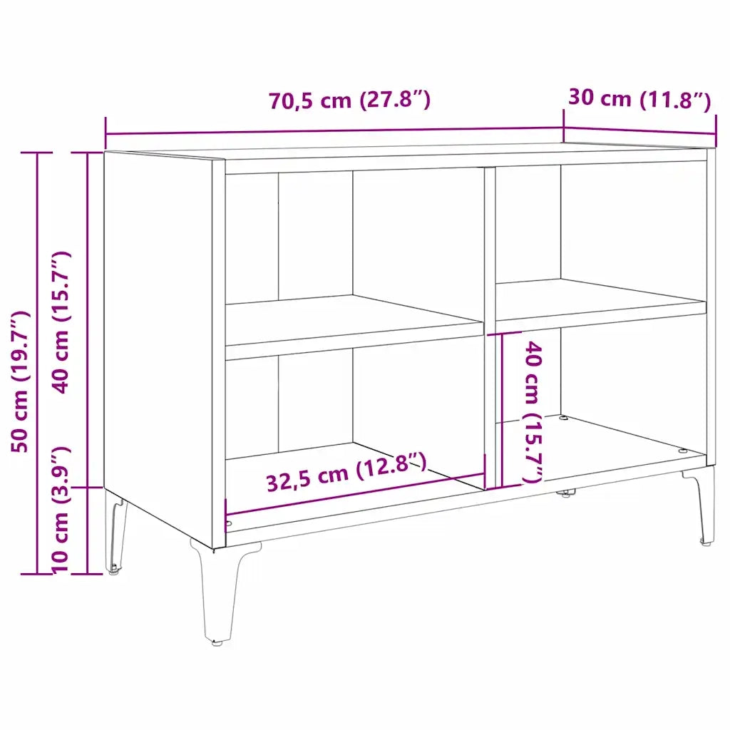 vidaXL Mobile TV Nero 69.5 x 30 x 50 cm Legno multistrato