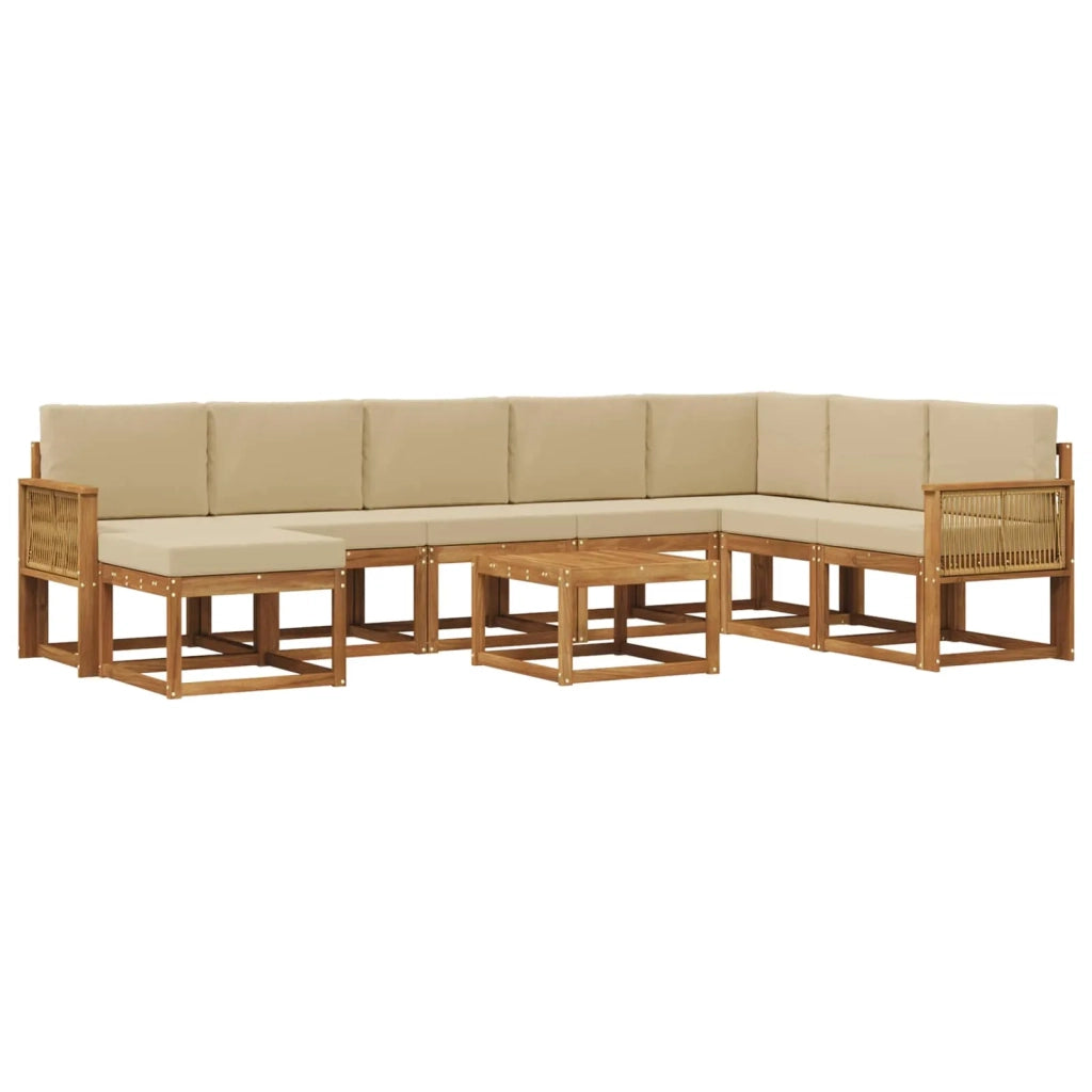 Set di divani da esterno 9 pz Naturale e Beige 3385479