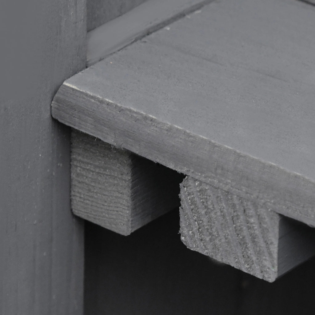 Armadio da giardino in legno grigio con tetto impermeabile e finestra; 77 x 54;2 x 179 cm