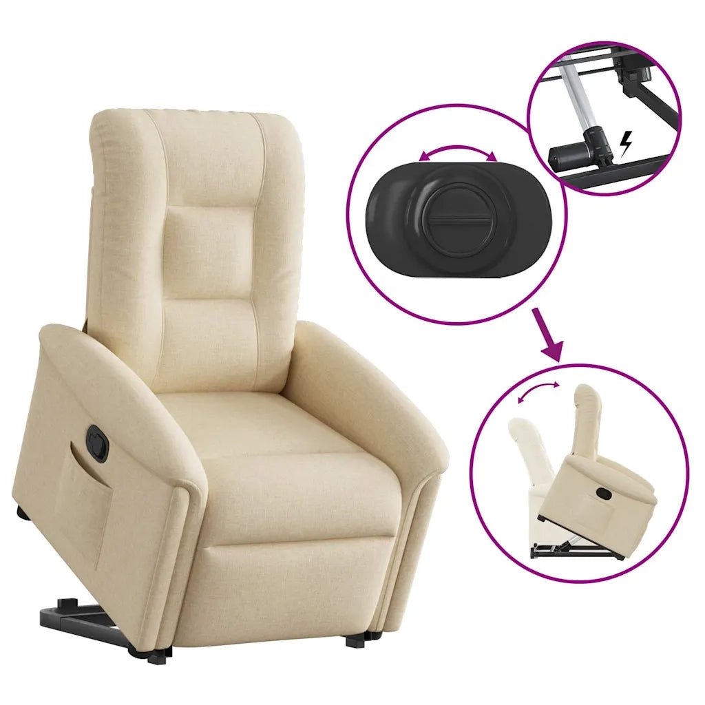 Poltrona Alzapersona Reclinabile Crema in Tessuto 3303262