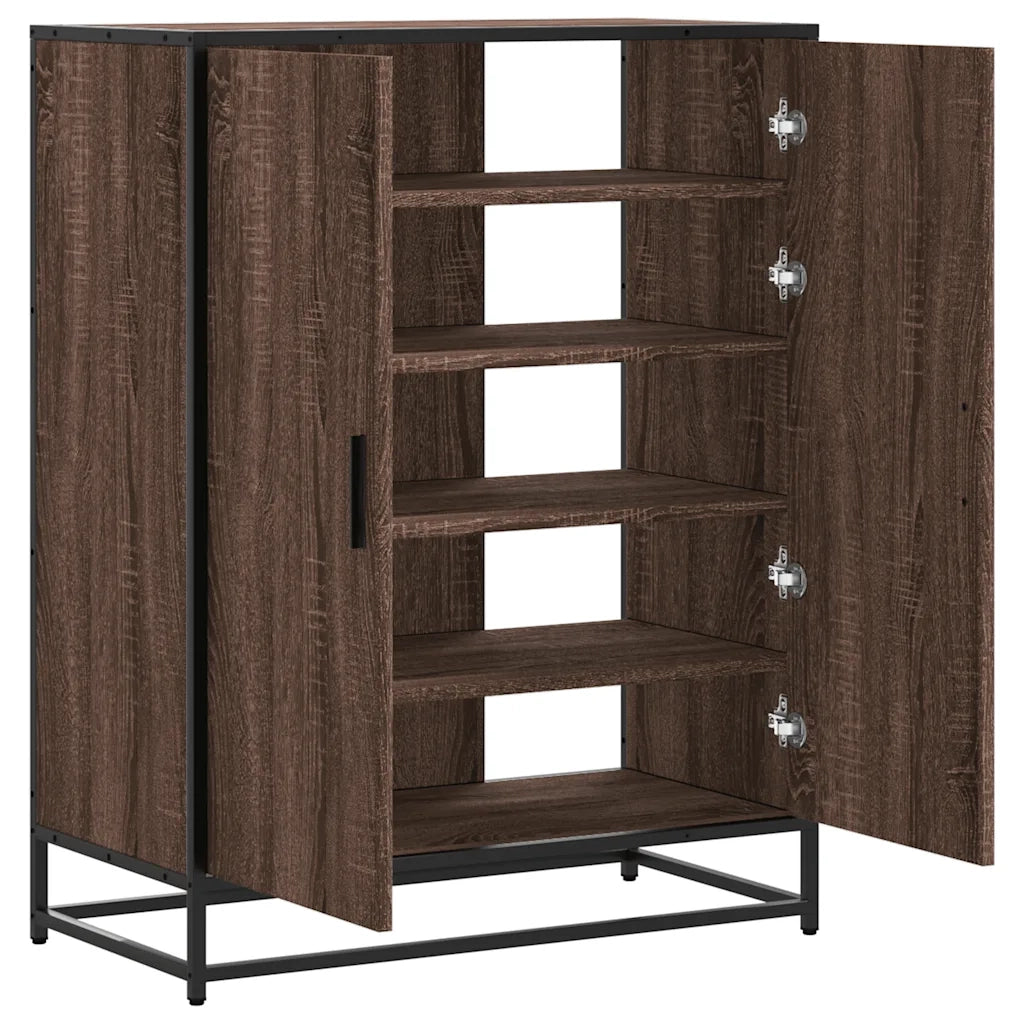 Scarpiera Rovere Marrone 75x38x97,5cm Legno Multistrato Metallo
