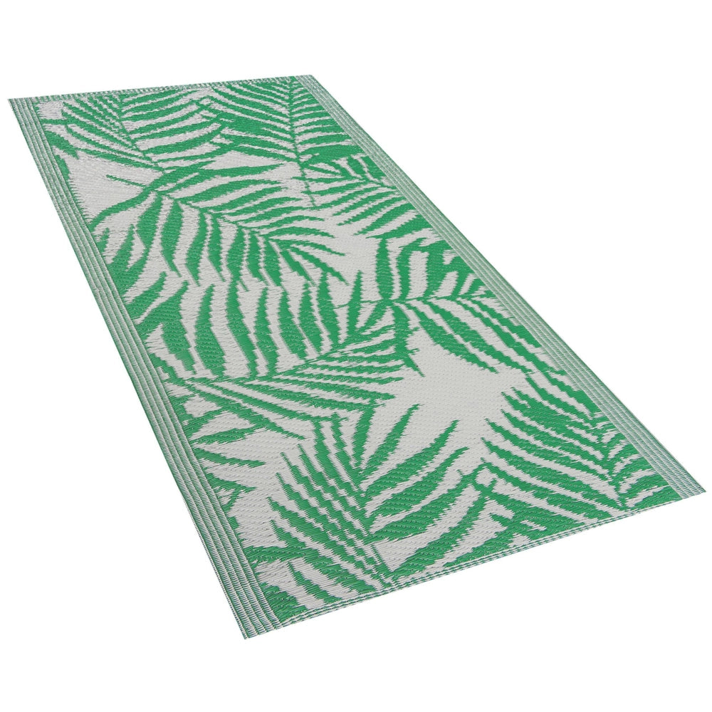 Tappeto da esterno verde sintetico 60 x 105 cm foglia di palma motivo floreale moderno balcone patio terrazza