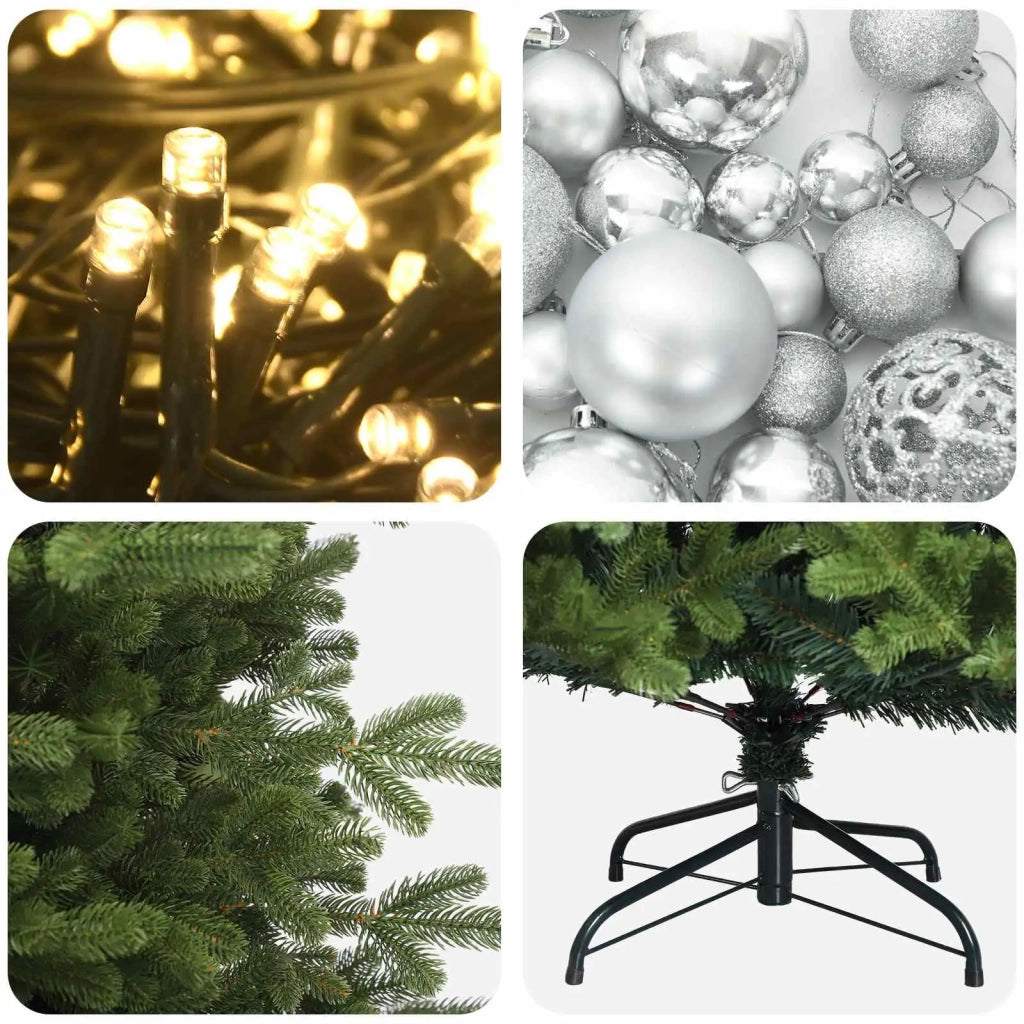Albero di Natale artificiale con palline 120 cm 150 LED 3465981