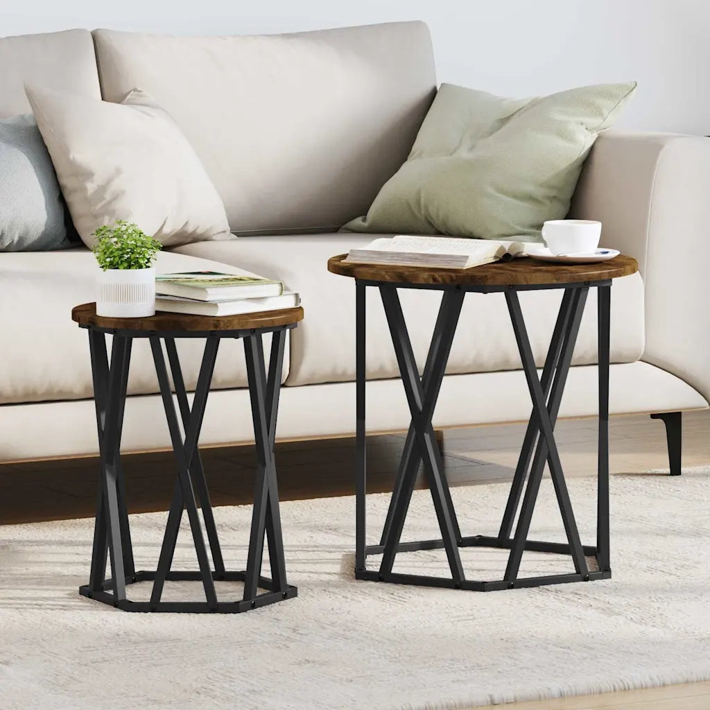 Tavolino da salotto 2 pcs Rovere fumé 868263