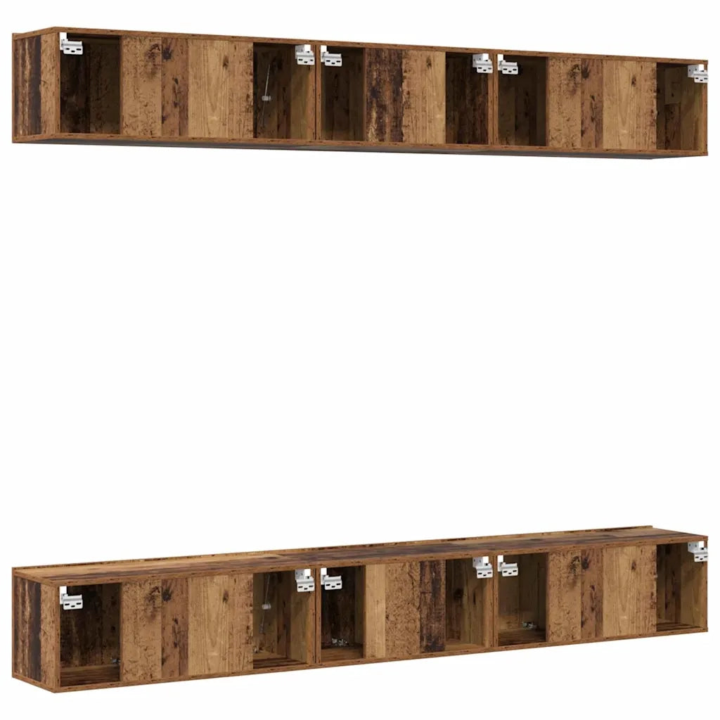 vidaXL Set mobile TV 6 pcs Legno vecchio 80 x 30 x 30 cm