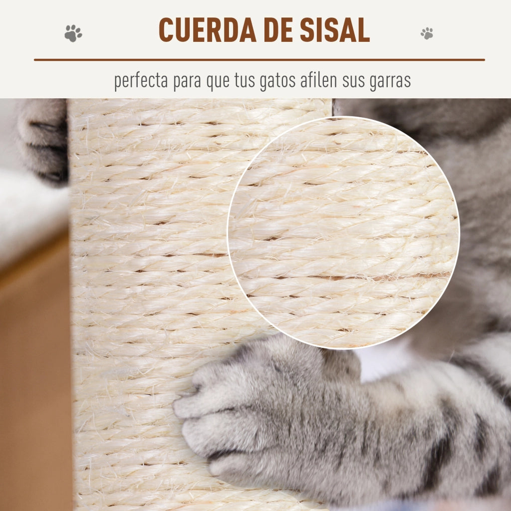 Albero per Gatti con Casetta e Posti ¨C Zephmum ¨C Grigio e Beige 31x31x58 cm