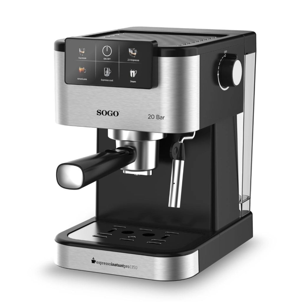 Macchina caffè espresso 20 bar con cappuccinatore, serbatoio 1,5L e pannello touch digitale per caffè cremoso - Sogo