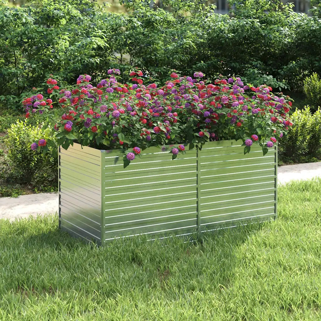 Fioriere | Cassetta per fiori | Letto Rialzato Giardino 160x80x77 cm in Acciaio Zincato Argento