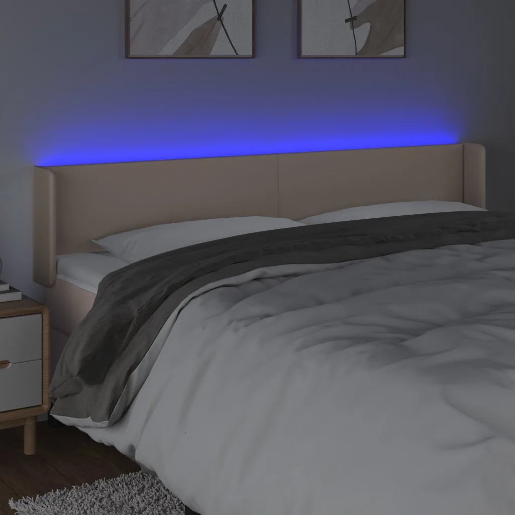 Testiera Cappuccino a LED 203x16x78/88 cm in Similpelle 3123069