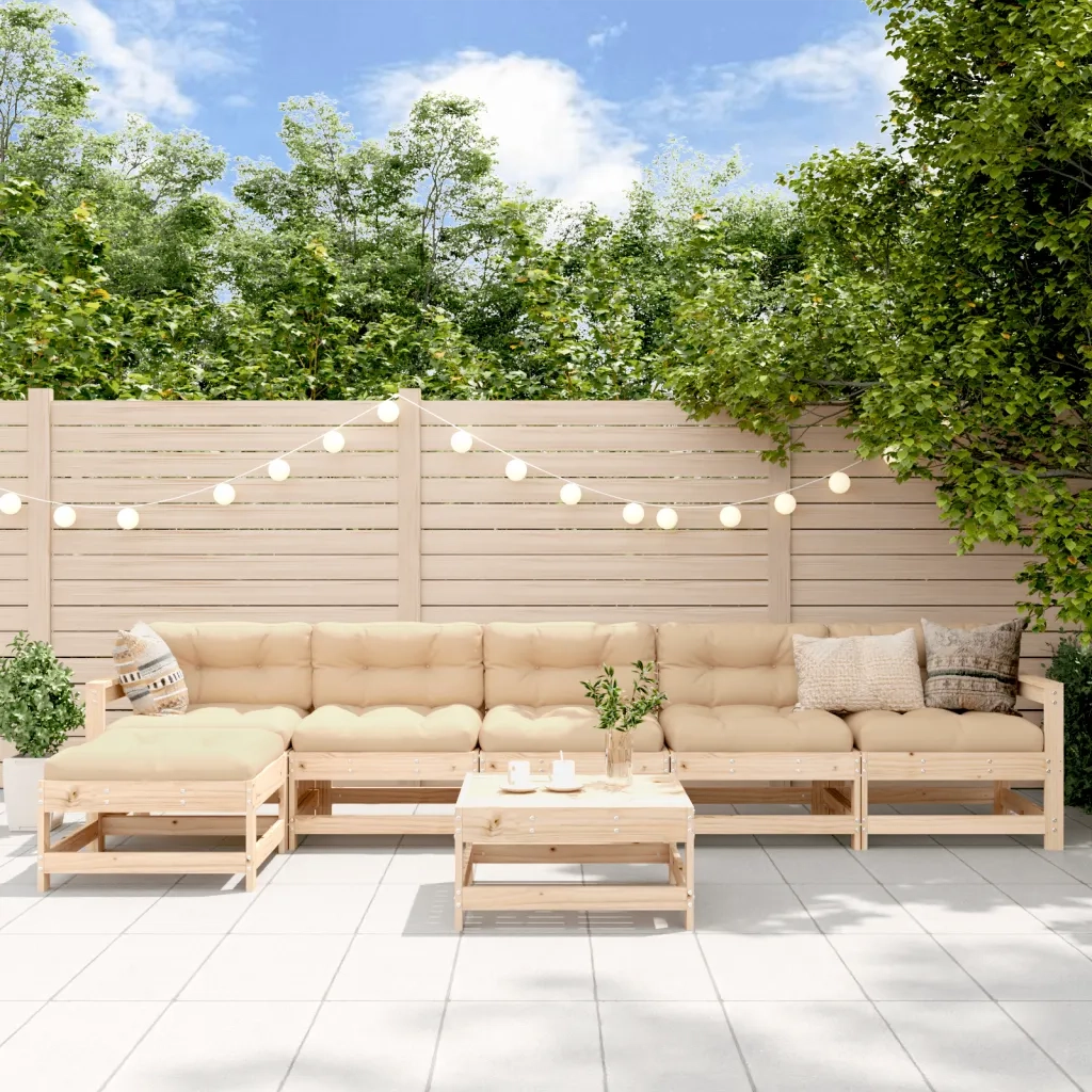 Set Salotto da Giardino 7 pz in Legno Massello di Pino 3186417