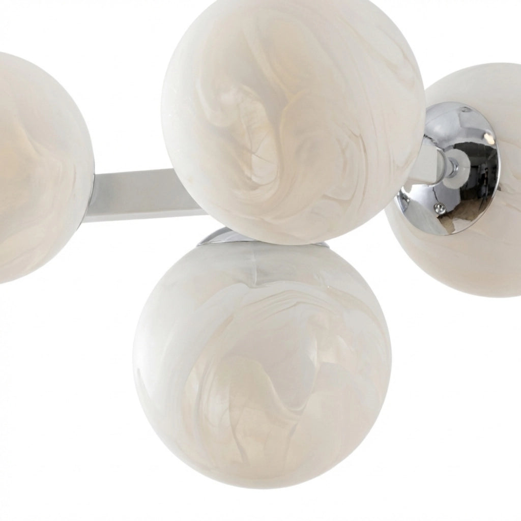 Lampadario Contemporaneo Adrian Metallo Bianco Cromo 6 Luci E14