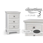 Trade Shop - Cassettiera 3 Cassetti Comodino Slim Mobile Elegant In Legno 41x34x68cm 801112 -