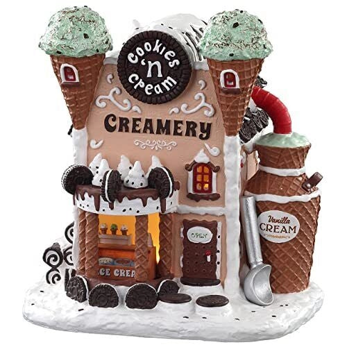 Lemax 05699 Sugar 'N' Spice Gelateria Illuminata con Luci Esterne e Alimentazione a Batterie o Adattatore 4.5V colore Multicolore