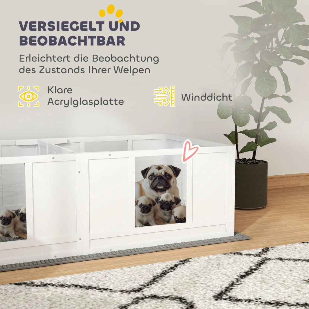 Cuccia per Cani 2 Stanze con Pannelli Trasparenti ¨C Zephmum ¨C Grigio 100x80x60 cm