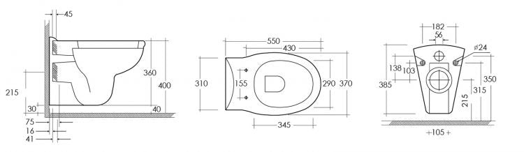 Kit Sanitari sospesi Karla - Rak ceramics - Kit standard Karla (Bidet, vaso, coprivaso in abs)
