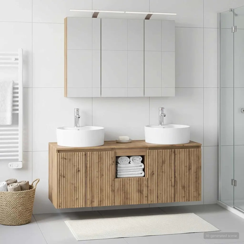 Set di Armadi da Bagno 4 pz Rovere Artigianale