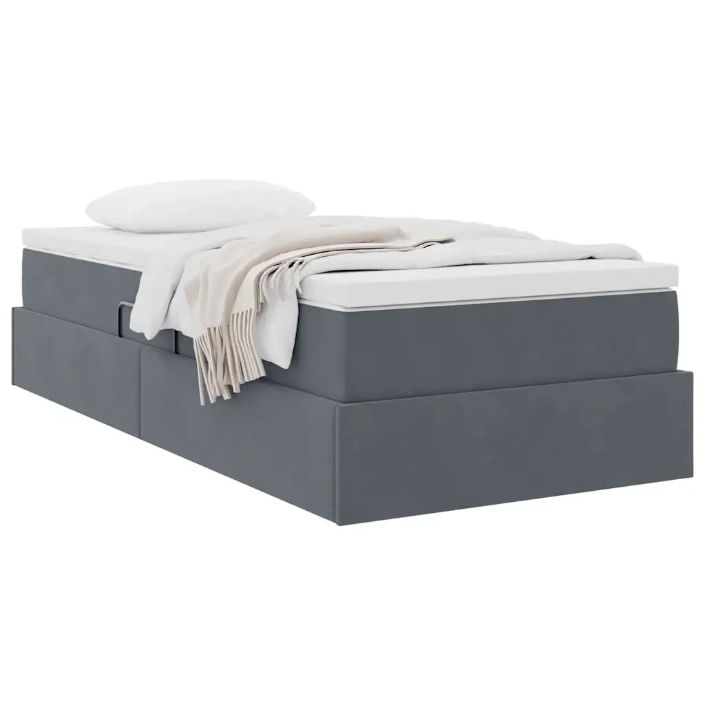 Letto con contenitore e materasso Grigio scuro 90 x 200 cm