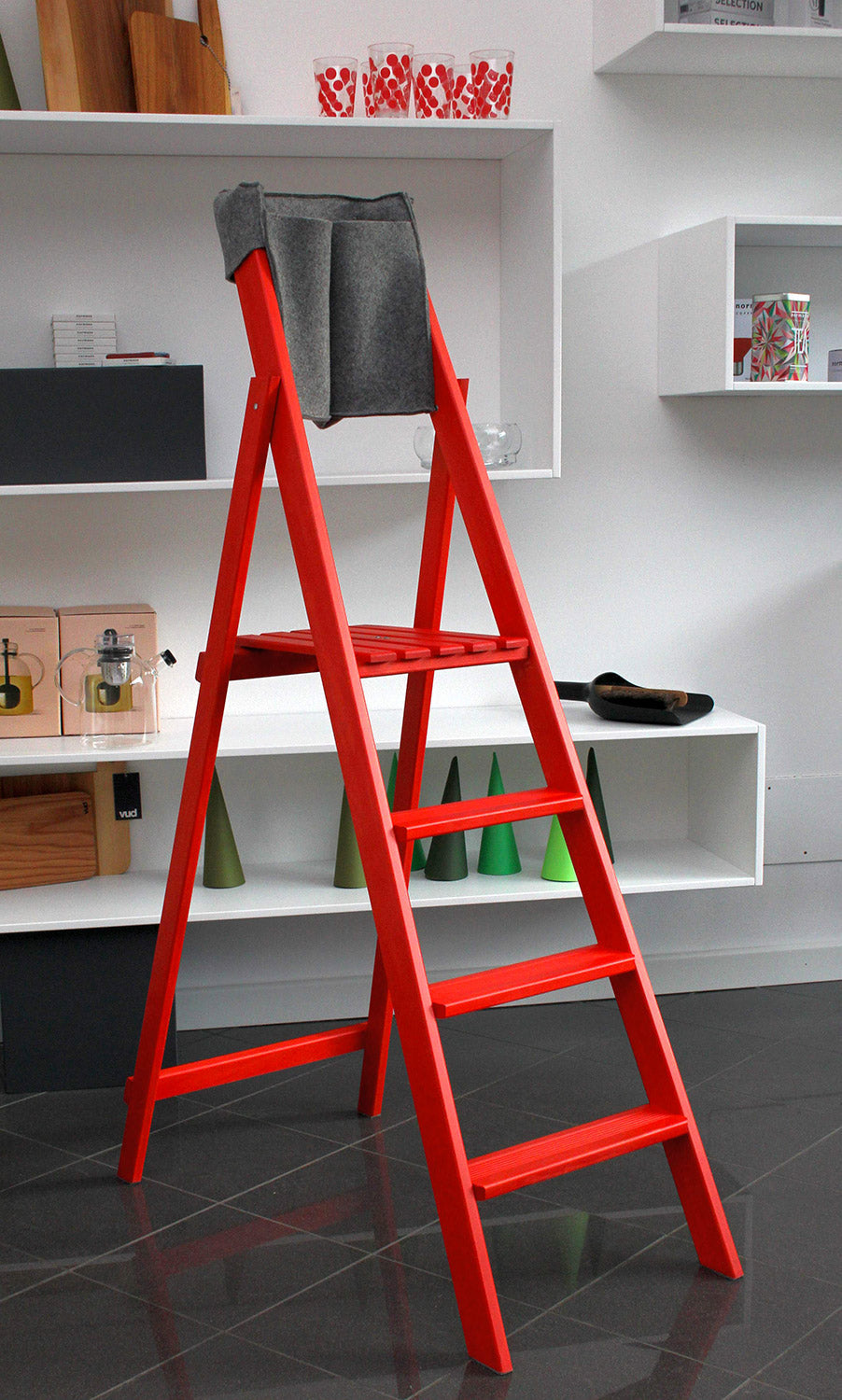 Tascone Porta Attrezzi per Scala in Lana Cotta Grigio