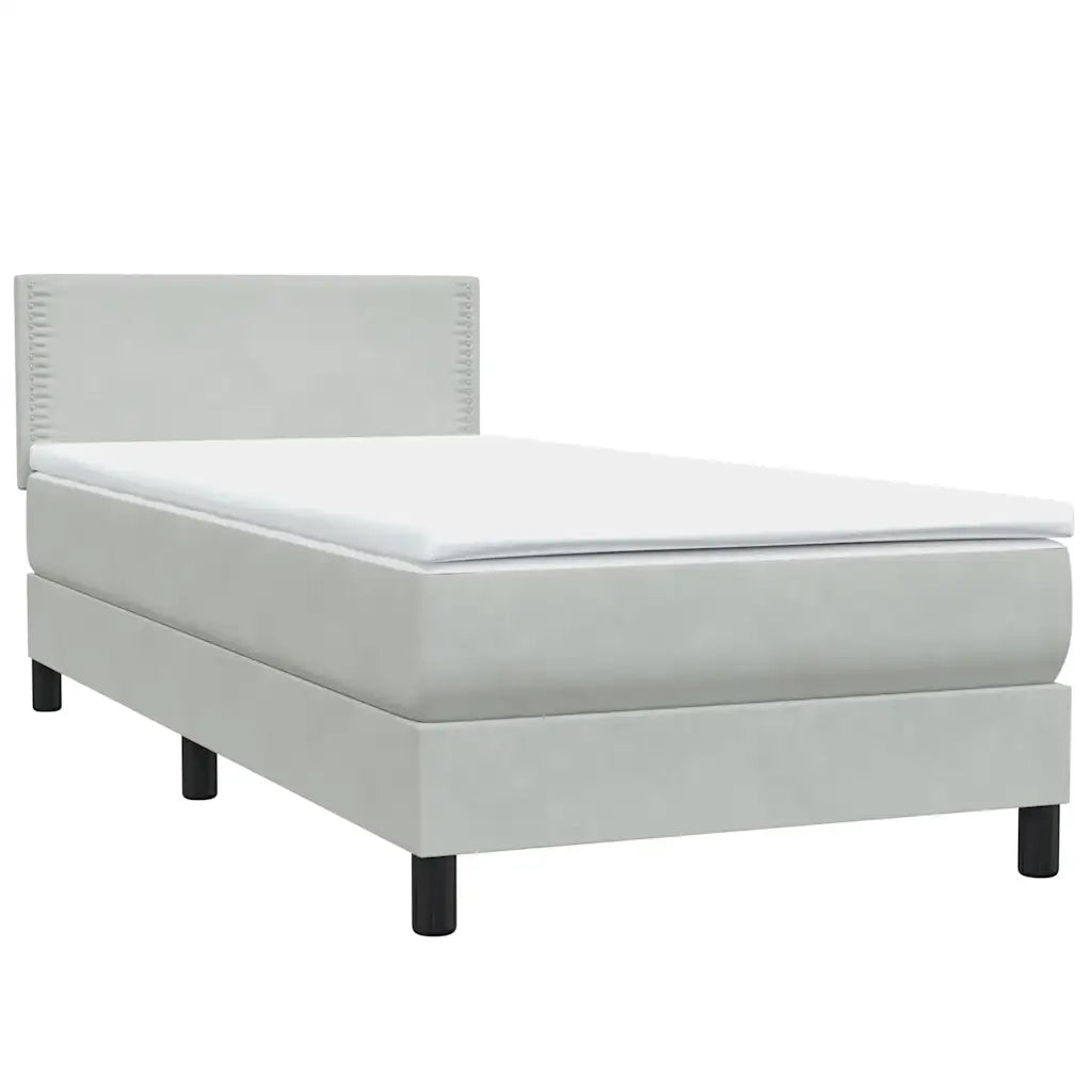 Letto a Molle con Materasso e LED Grigio Chiaro 80x220 cm Velluto 3316809