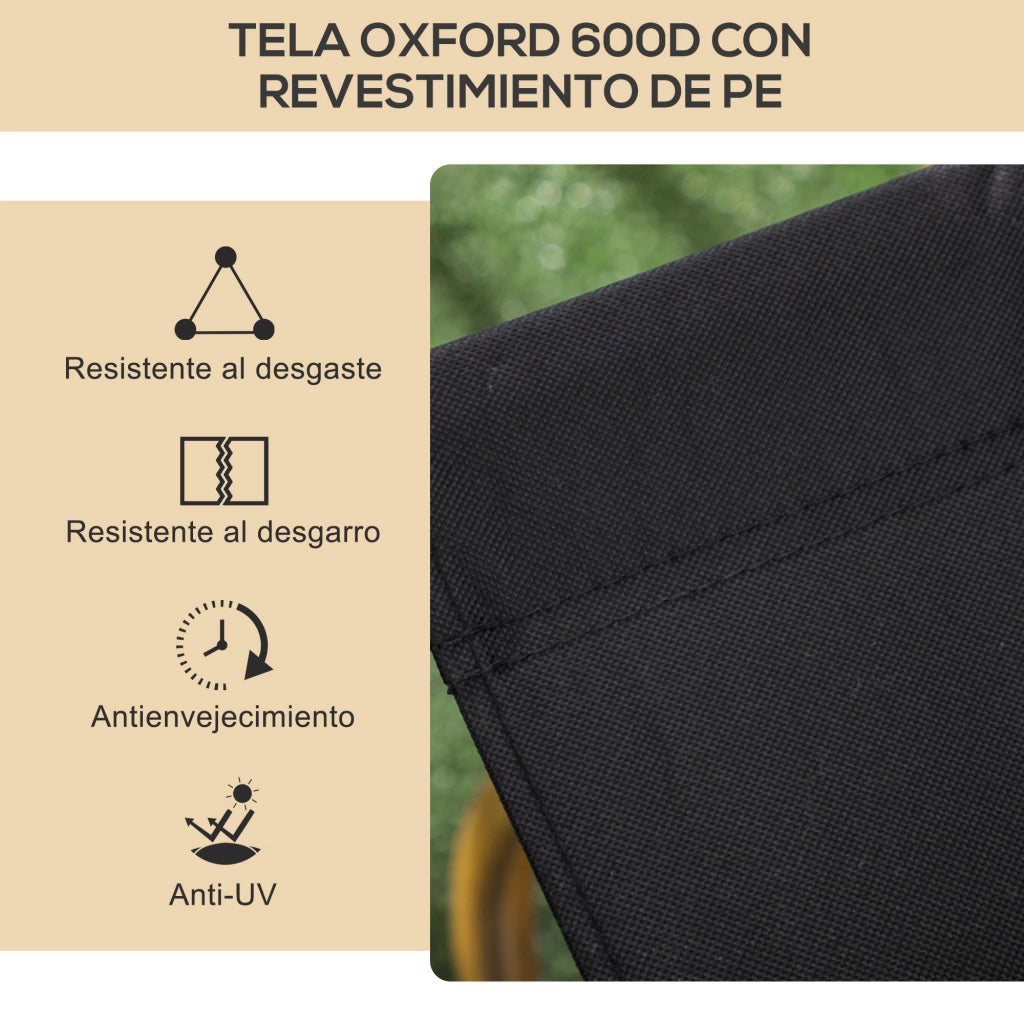 Set 2 Sedie da Giardino Pieghevoli con Braccioli ¨C zephmum ¨C Tessuto Oxford Acciaio 54x59x78 cm Nero