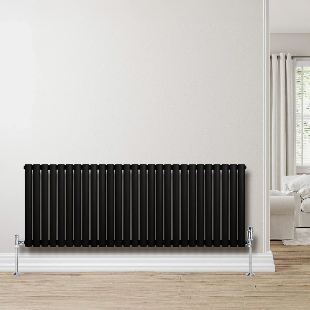 Radiatore Orizzontale Design Ovale Colonna Singola Nero 600x1620 mm