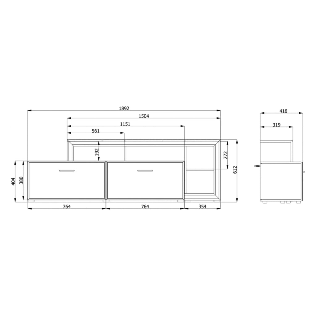 Casola, Mobile Porta tv 5 Ripiani, 189x42x61h cm Bianco Opaco