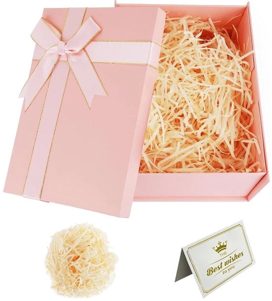 Scatola di regalo lussuosa 22 x 16 x 8,5 cm - Scatola di regalo con coperchio - Grande scatola di regalo con cordone - Matrimonio - Compleanno - Natale - Scatola di regalo