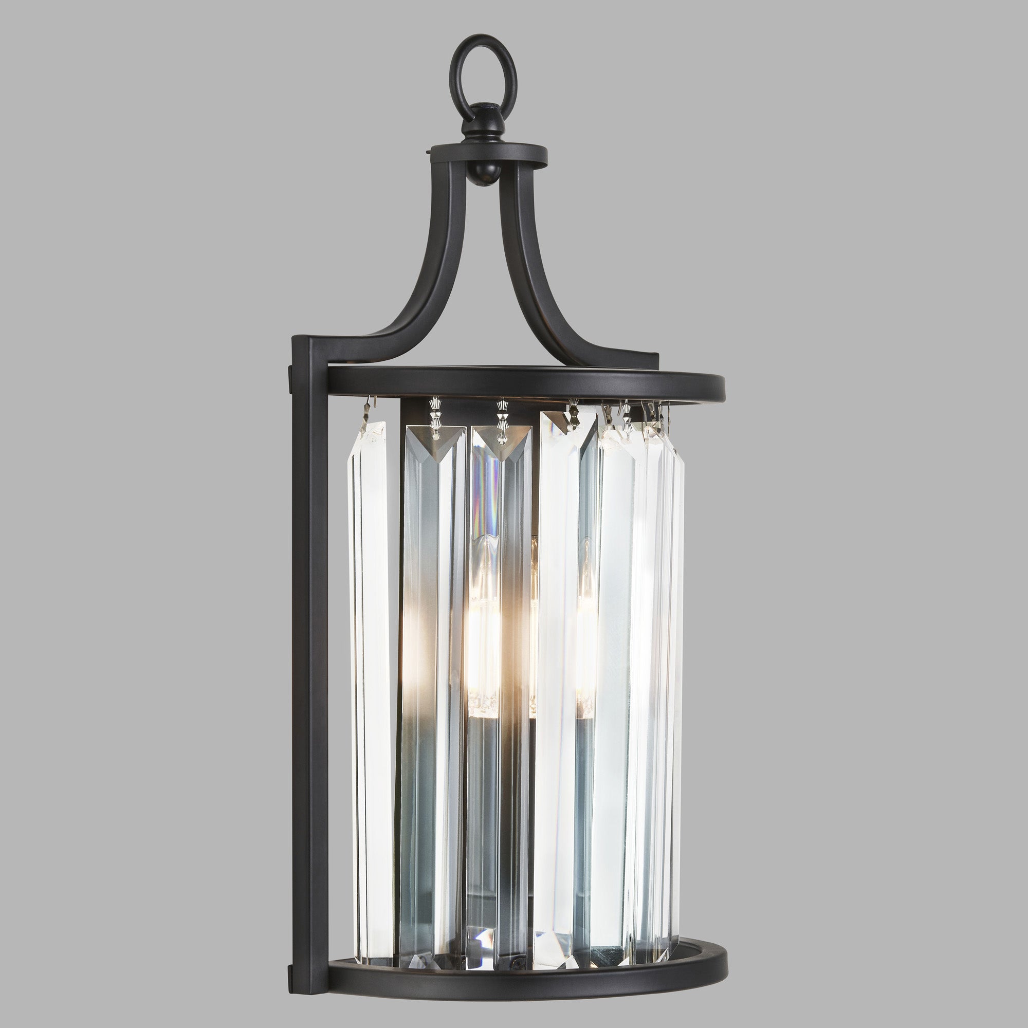 Applique Contemporanea Victoria Acciaio Nero Vetro 1 Luce E14