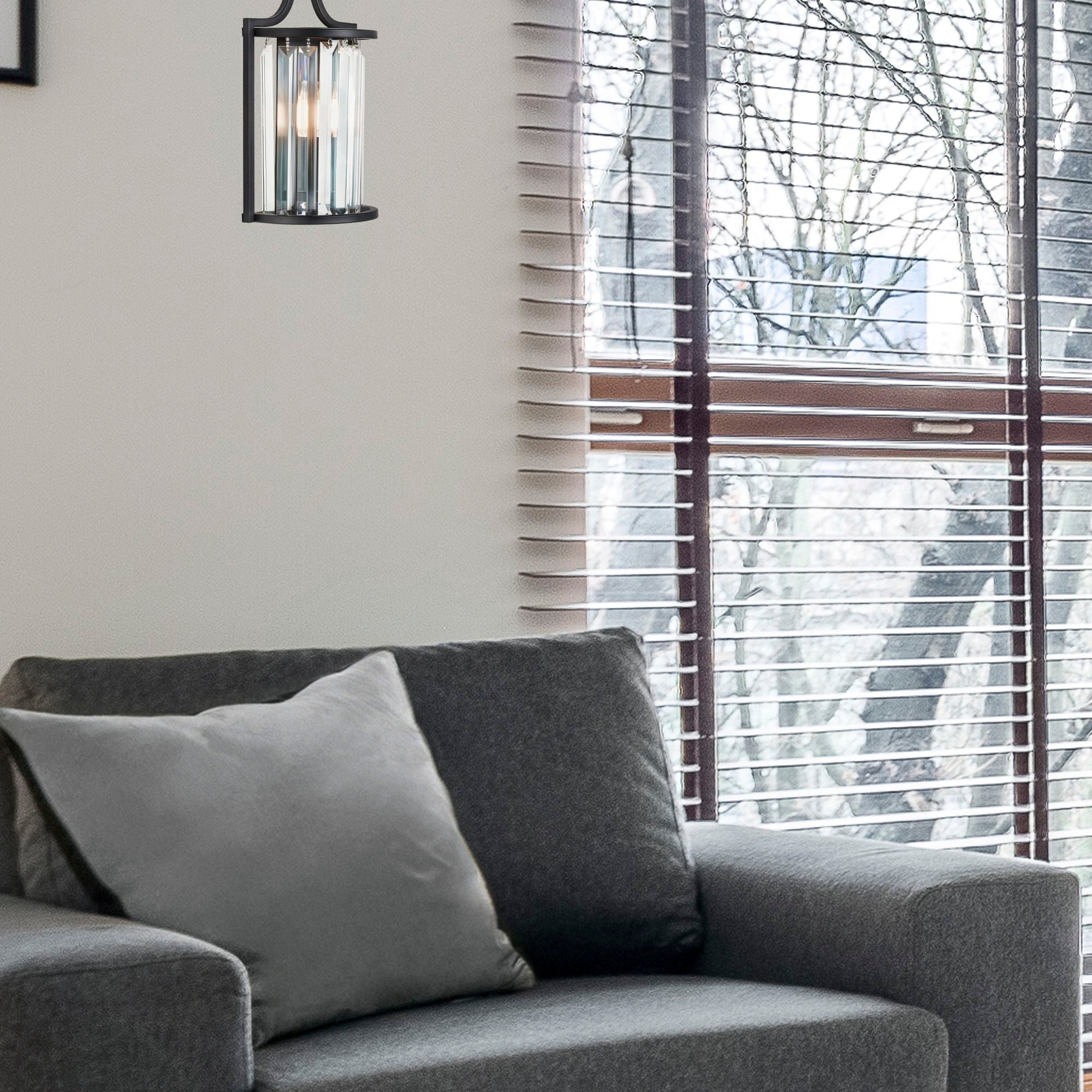 Applique Contemporanea Victoria Acciaio Nero Vetro 1 Luce E14